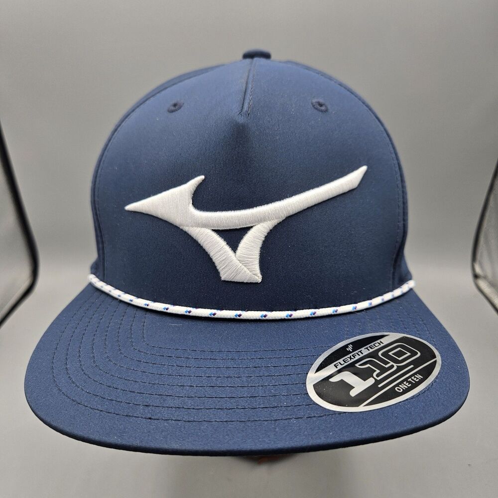 NEW Mizuno Runbird Rope Flatbill Navy Blue Golf Snapback Hat/Cap